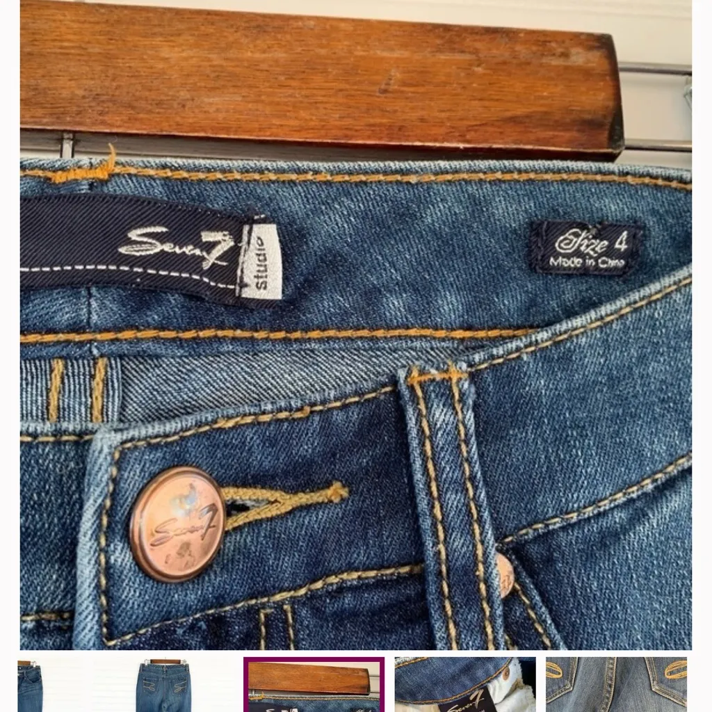 Seven7 Blue Flare Wide Leg Jeans - Image 3