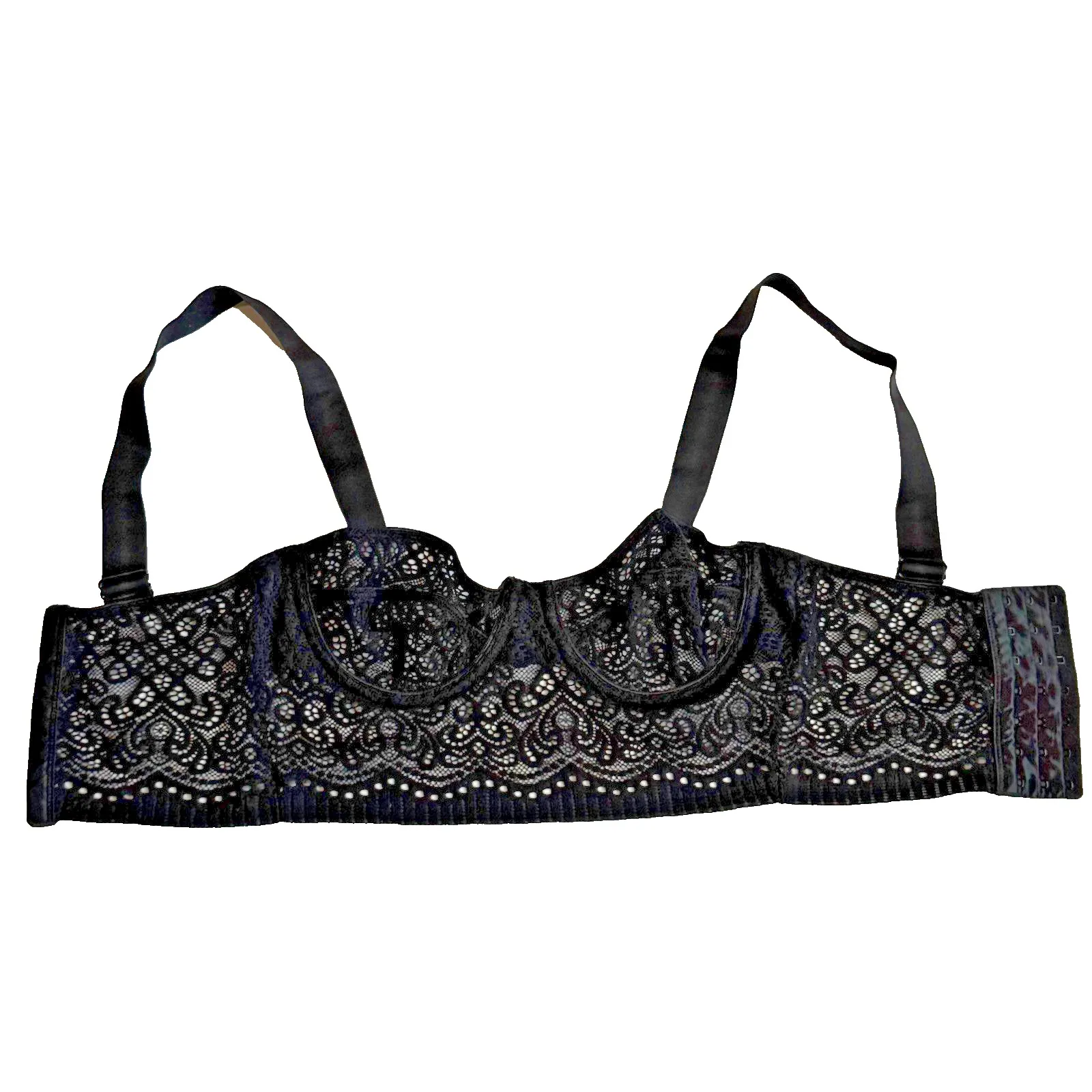 Free People Intimately Long Line Bra 32 B Sheer Lace Goth Crop Top Bralette - Image 2