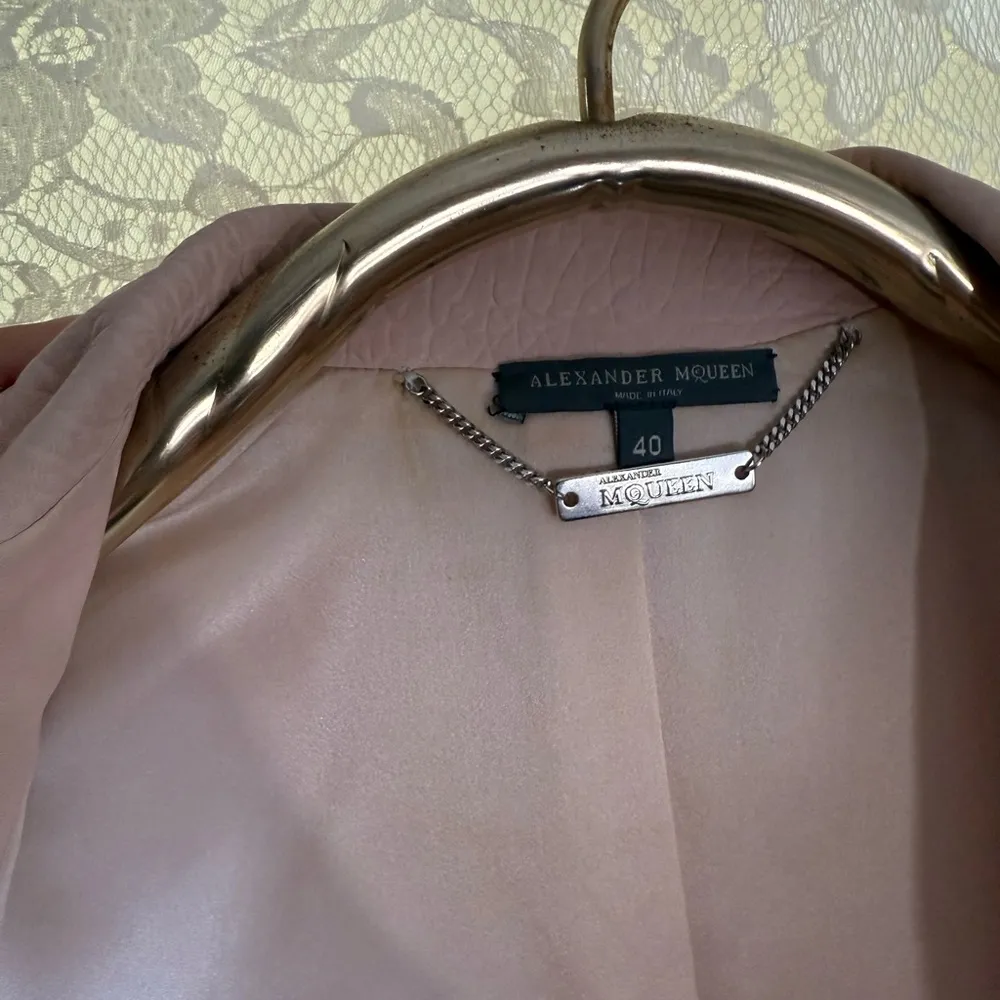Alexander McQueen Blush Pink Leather Moto Jacket XS - Image 8