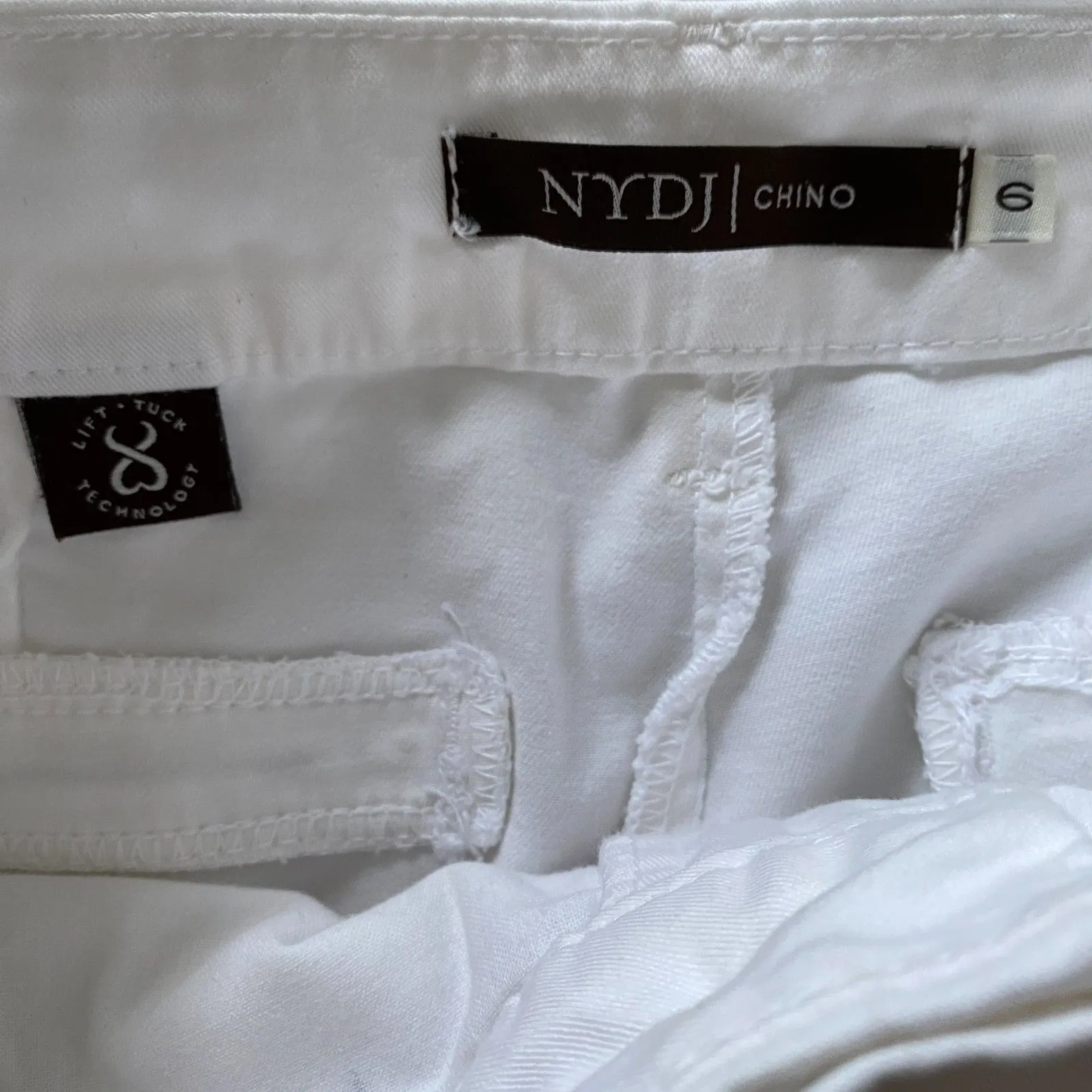 NYDJ White Lift Tuck Crop Chino Pants Cotton Blend Straight Crop Sz 6 - Image 3