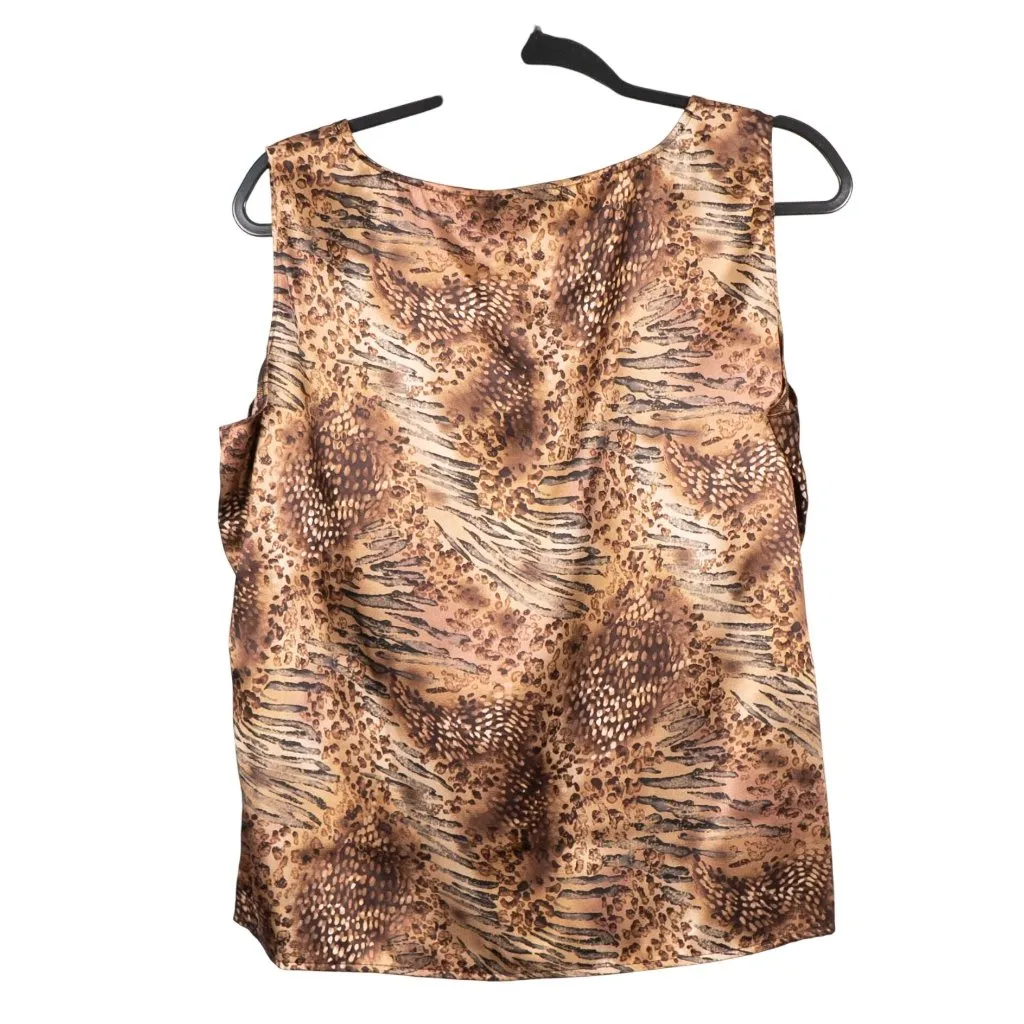 Leopard Print Sheer Y2K Blouse Set L NEW Brown Tank Boho Festival Fairy Gold - Image 8