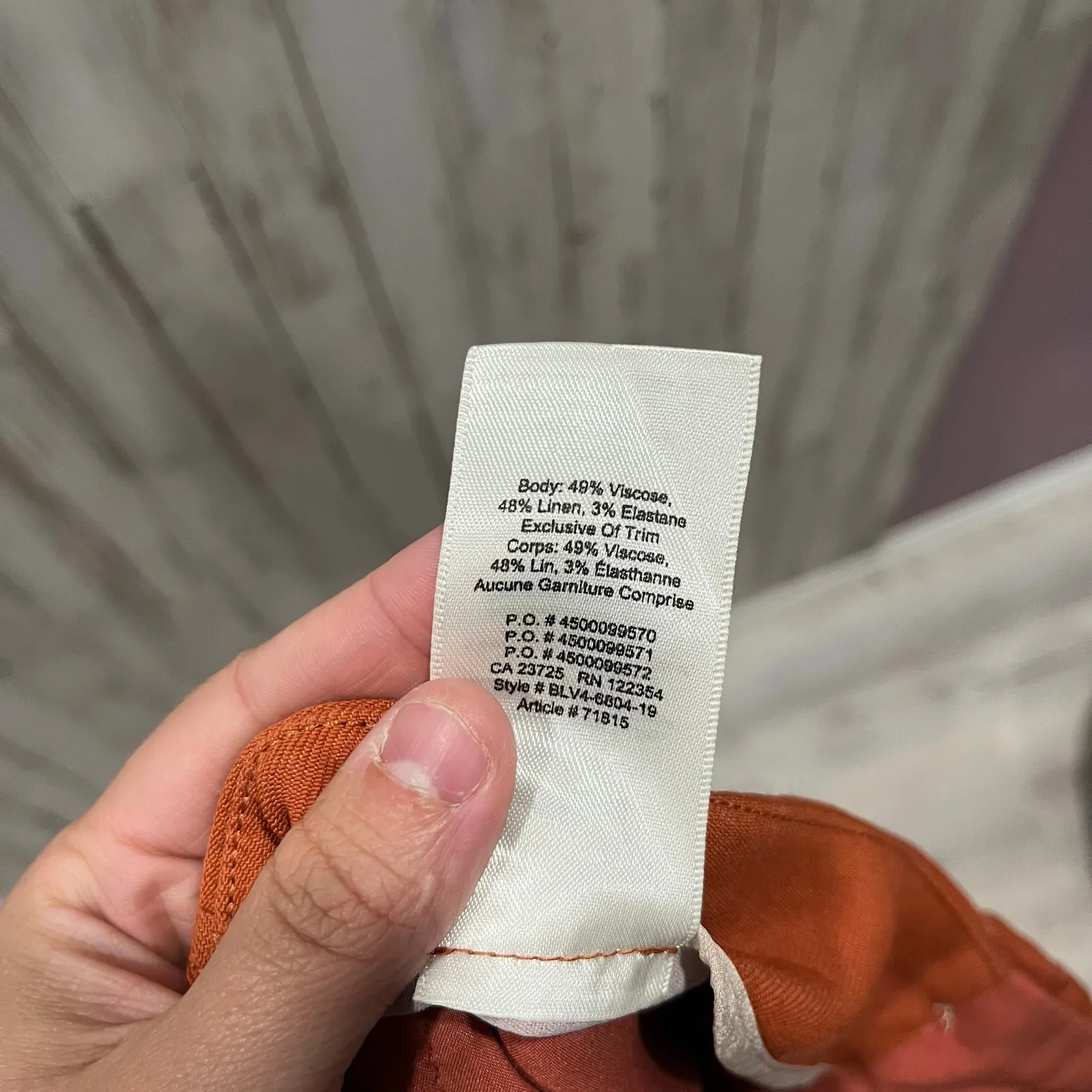 Aritzia Wilfred Cherice Italian Linen Blend Orange Slim Cigarette Pants Size 10 - Image 7
