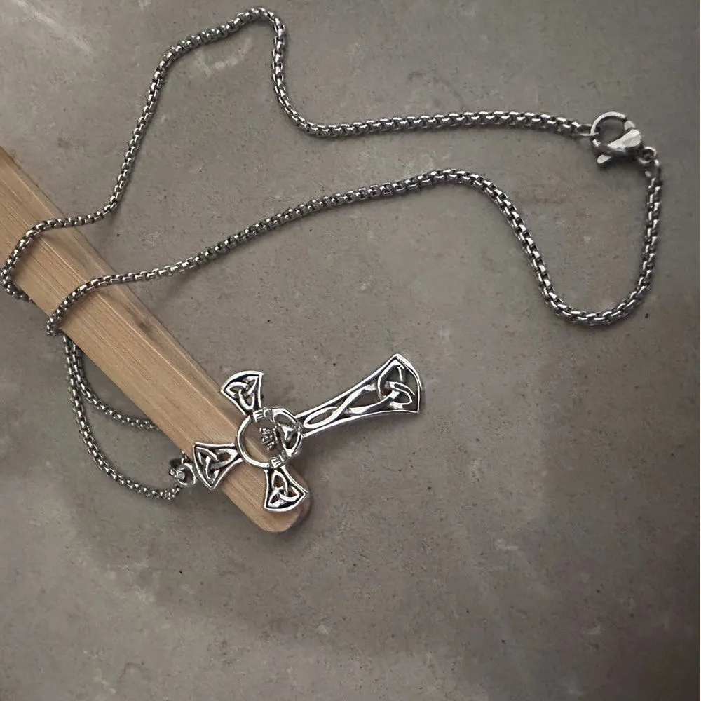 Sterling Silver Celtic Cross Necklace – 18” Chain Silver - Image 2