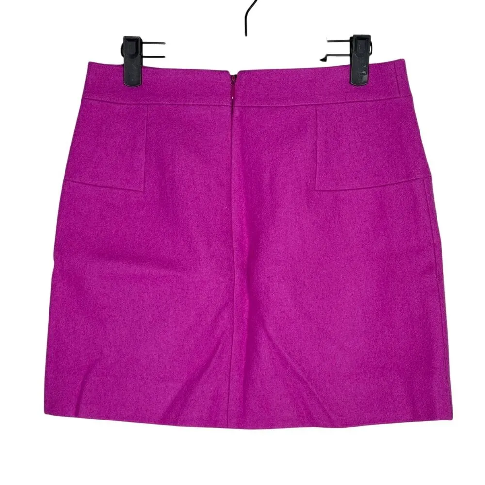 J.Crew Wool Blend Mini Skirt Lined Lightweight Back Zip Up 4 Fuchsia Pink #3330 - Image 4