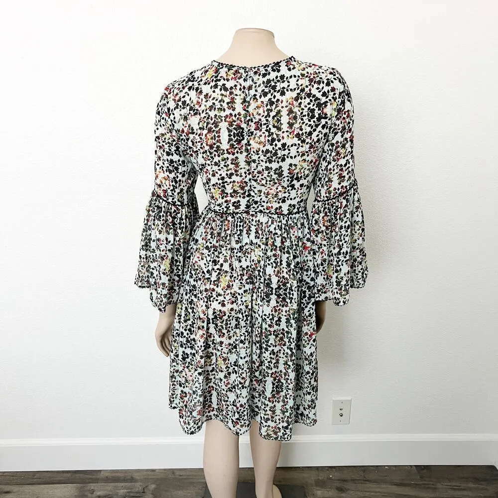 [Anthropologie] Bhanuni By Jyoti Libra Embroidered Floral Print Tunic Dress Sz 8 - Image 4