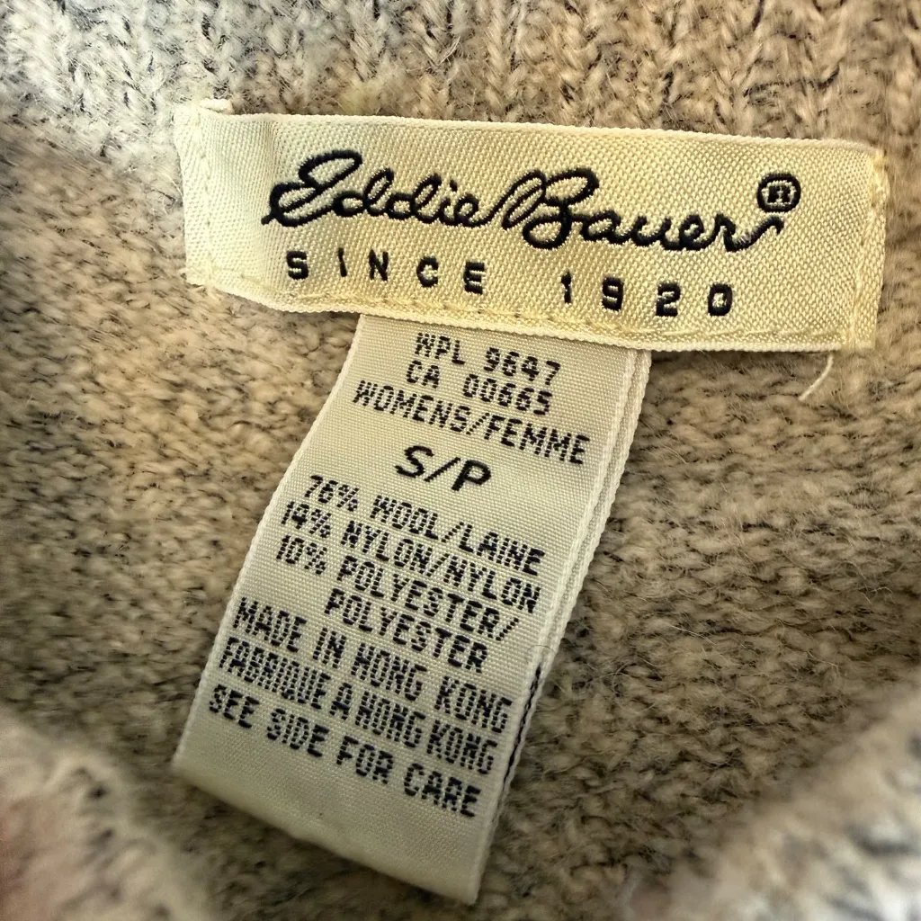 Vintage Eddie Bauer Fair Isle Wool Blend Tan Sweater Womens Small Nordic 90s Y2K - Image 5