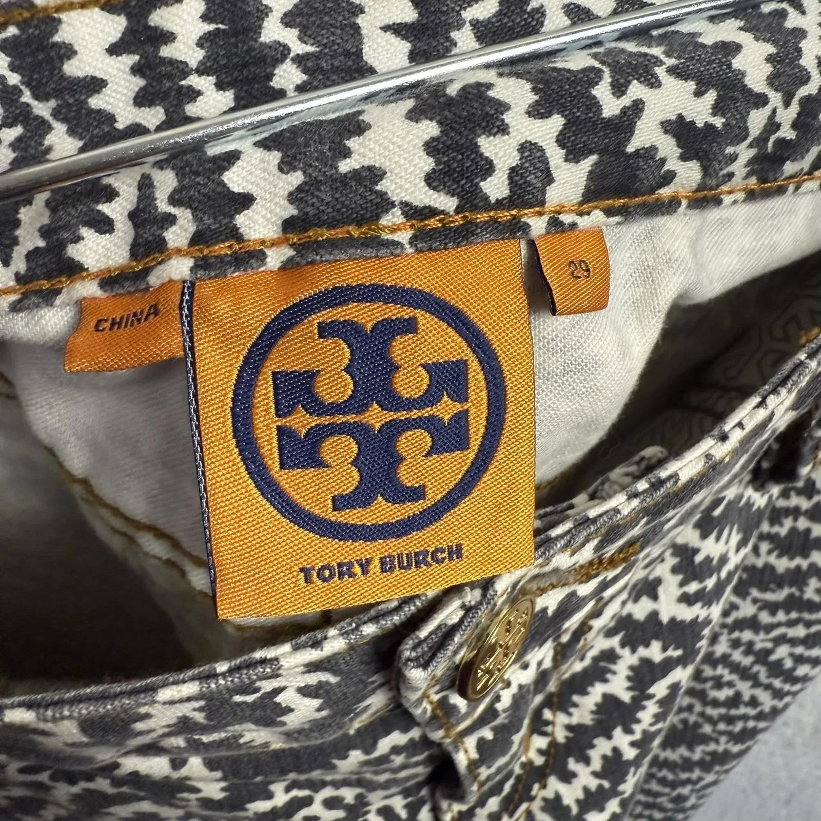 Tory Burch Jeans Womens 29 Navy White Super Skinny Graphic Stretch Denim - Image 3