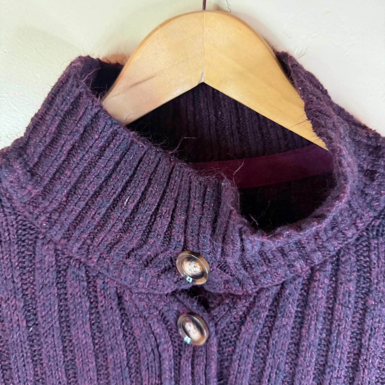 Natural Life Women Burgundy Ribbed Turtleneck Button Detail Sweater Size L - Image 2