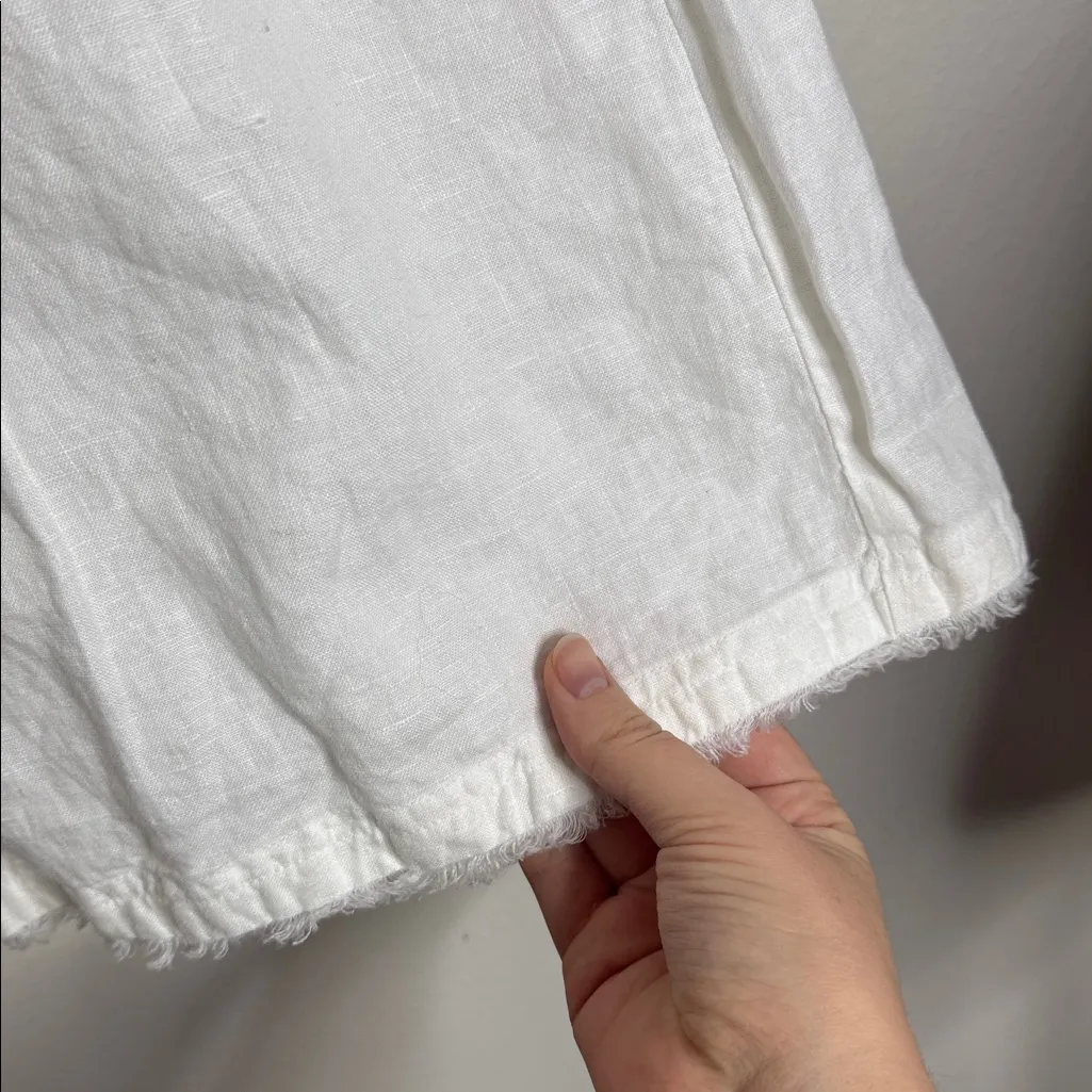 Cloth & Stone Anthropologie Wide Leg Crop Off White Linen Pants size XS - Image 7