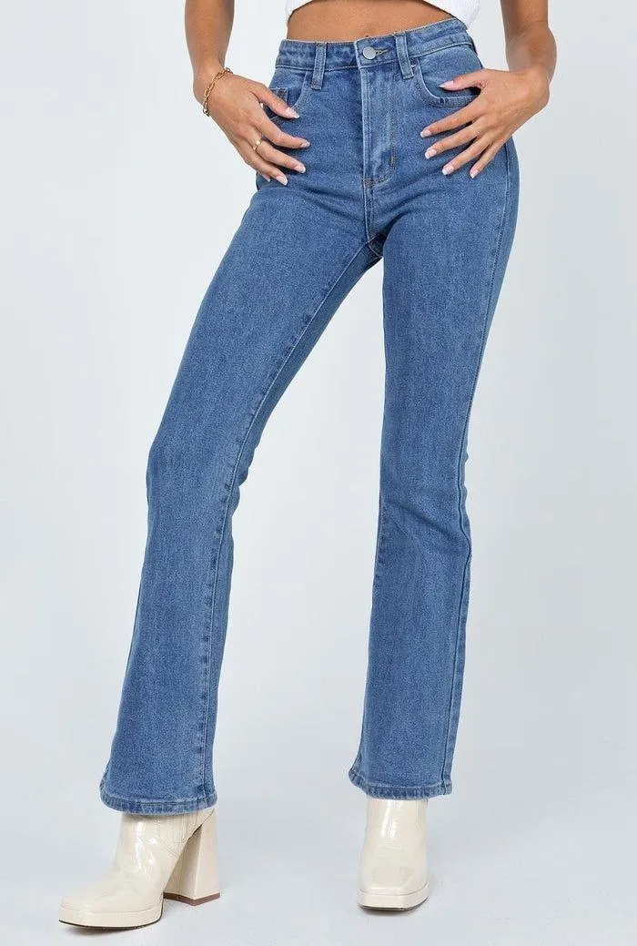 Dark Wash Flare Denim Jeans - Image 3