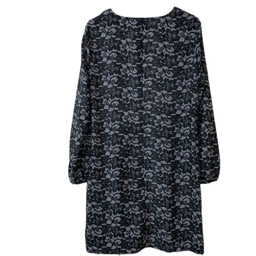 Covington Printed Long-sleeve Black & Gray Dress(Size Large) - Image 2
