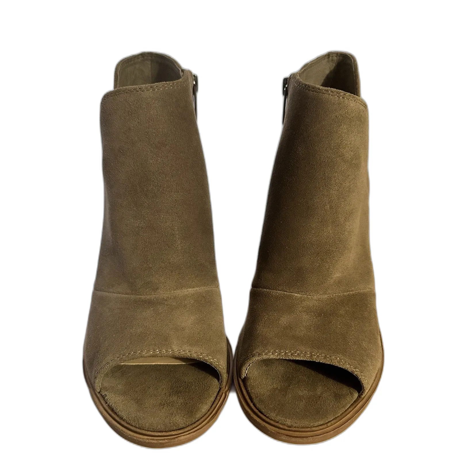 Vince Camuto Boots Women's 9.5 Brown Katleen Suede Leather Peep Toe Ankle Bootie - Image 6