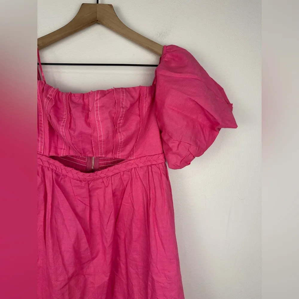 Petal + Pup Aurora Linen Off Shoulder Pink Midi Dress Women’s Sz S NWT - Image 4