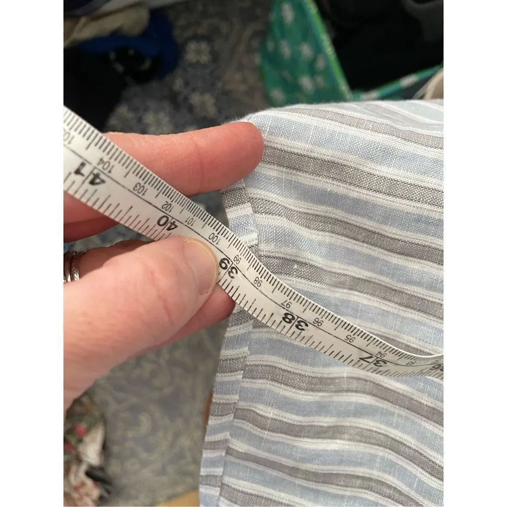 South Street Linen SOST Portland Maine Striped Tunic Popover Blue Gray White Size 0 - Image 7