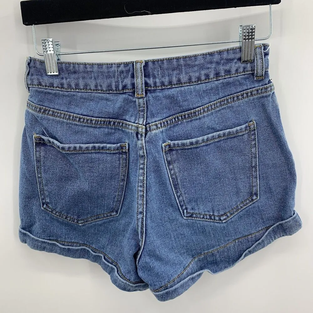 John Galt Brandy Melville Sz 26 Shorts High Rise Cuffed Denim Blue Jean Women’s - Image 12