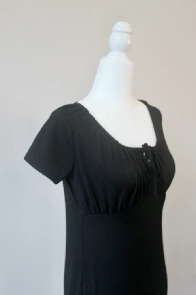 Xhilaration Black Ribbed Milk Maid Peasant Short-Sleeve Scoop Mini Dress Small - Image 3