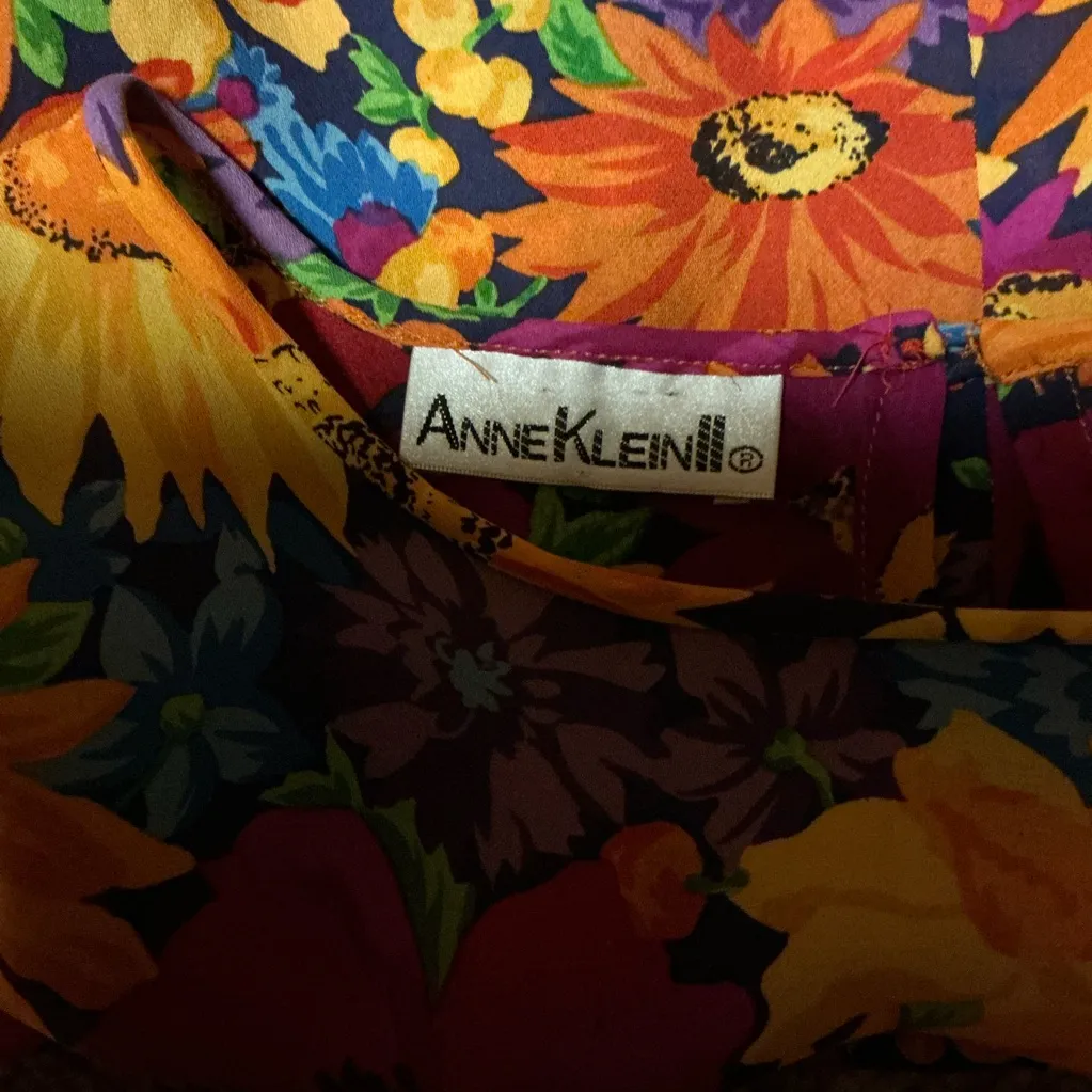 Vintage Anne Klein II Silk Floral Blouse | Bold Sunflower Print Top - Image 2
