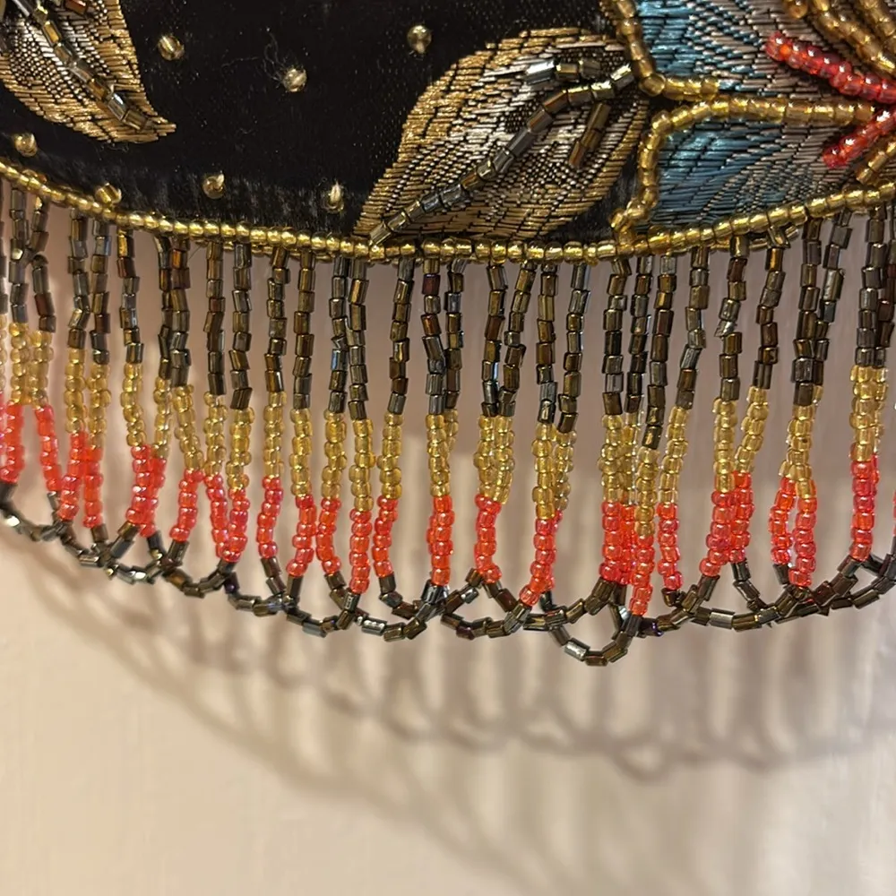 Floral Embroidered Drawstring Bag Black - Image 7