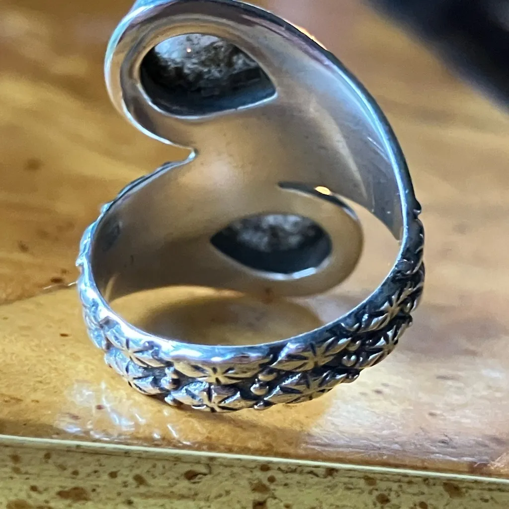 Natural Rainbow Moonstone Sterling Silver Ring Size 6 - Image 5