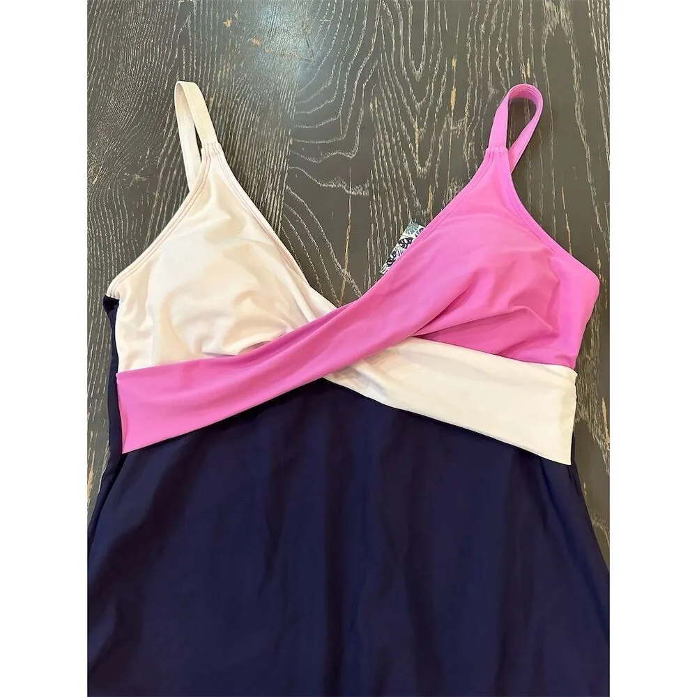 Women's Colorblock One Piece Swimsuit XXL Multicolor Beachwear Pink - Image 2