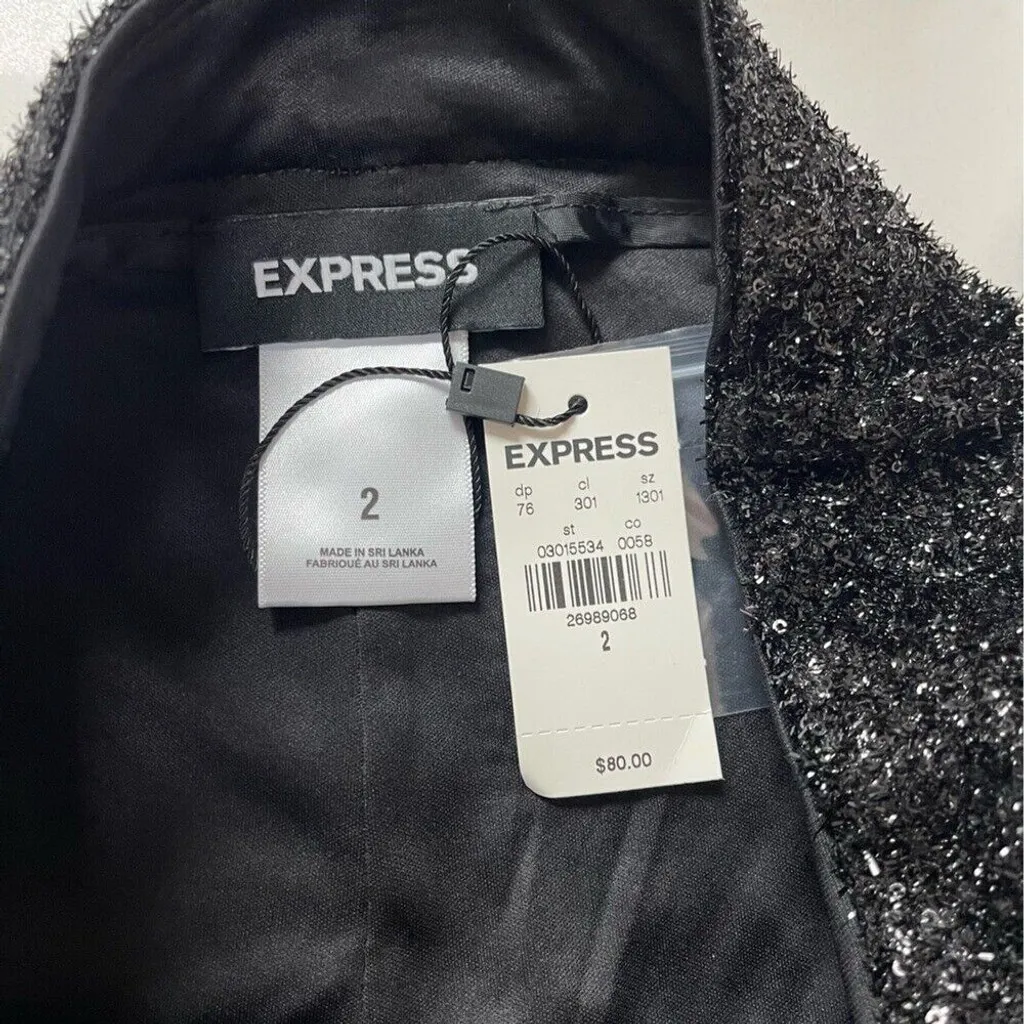 EXPRESS Women’s High Waisted Sequin Fussy Bermuda Shorts Black Size 2 - Image 12