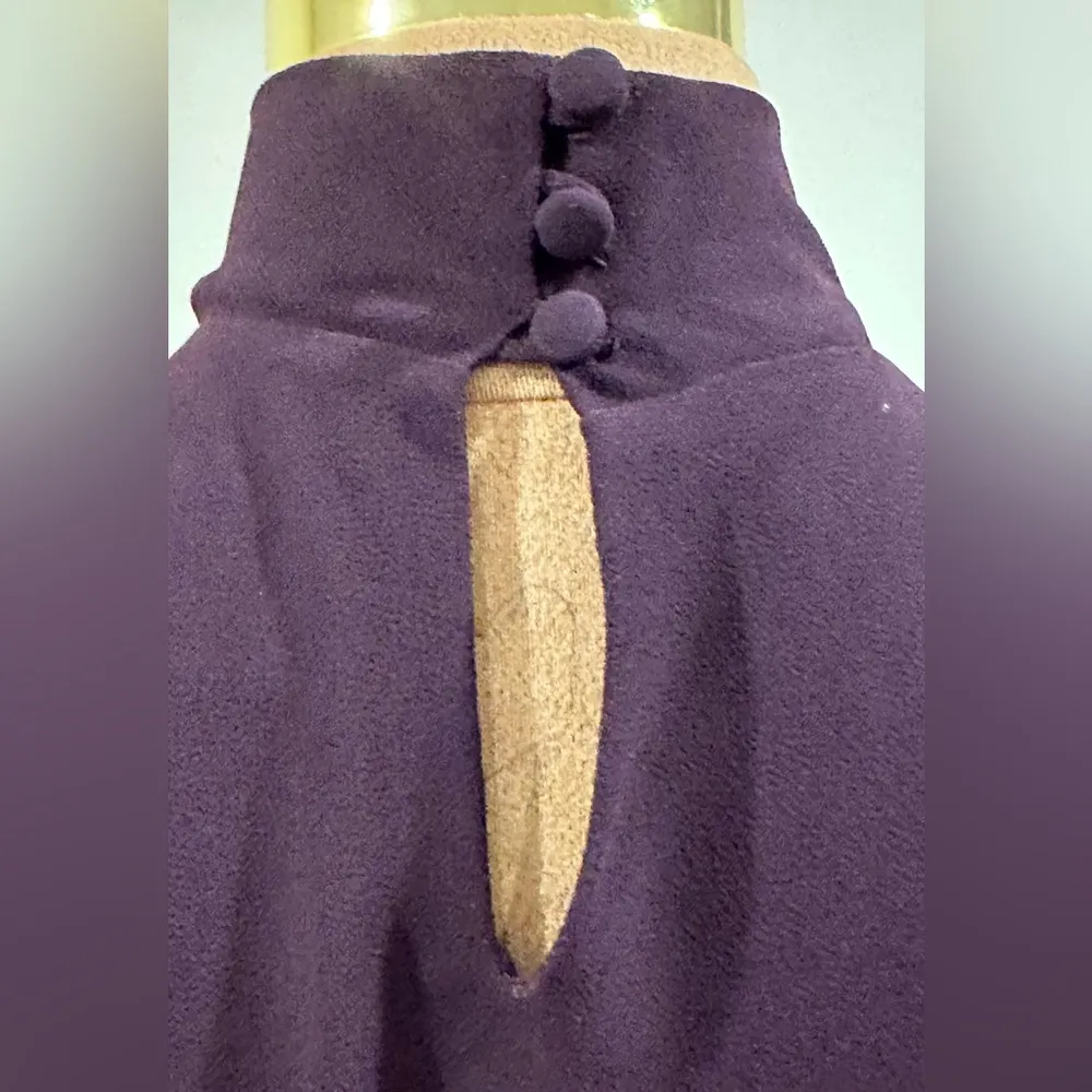 Sara Campbell Purple Plum Sheer Dress Tie In Front Turtleneck Zip On Side Sz 6. - Image 8