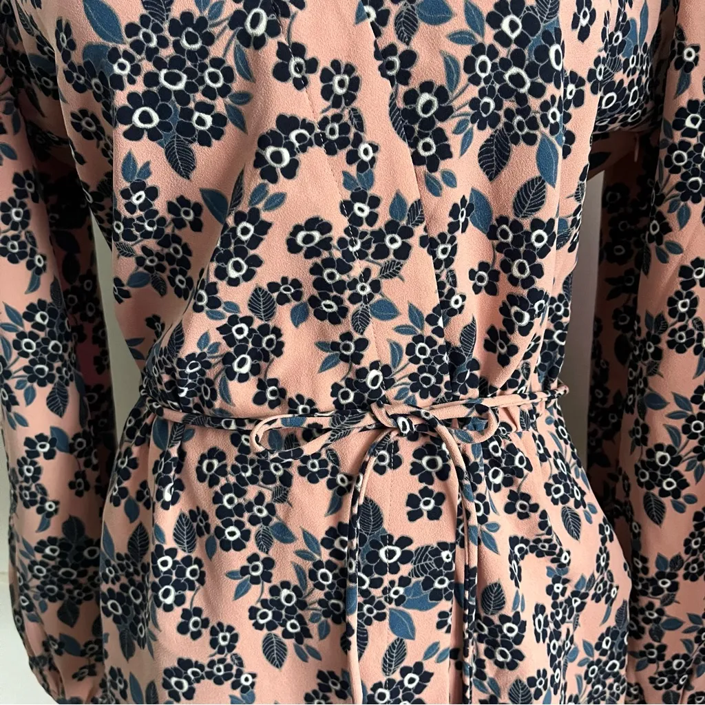 J. Crew • Pinkish Peach Floral Wrap Blouse - Image 3