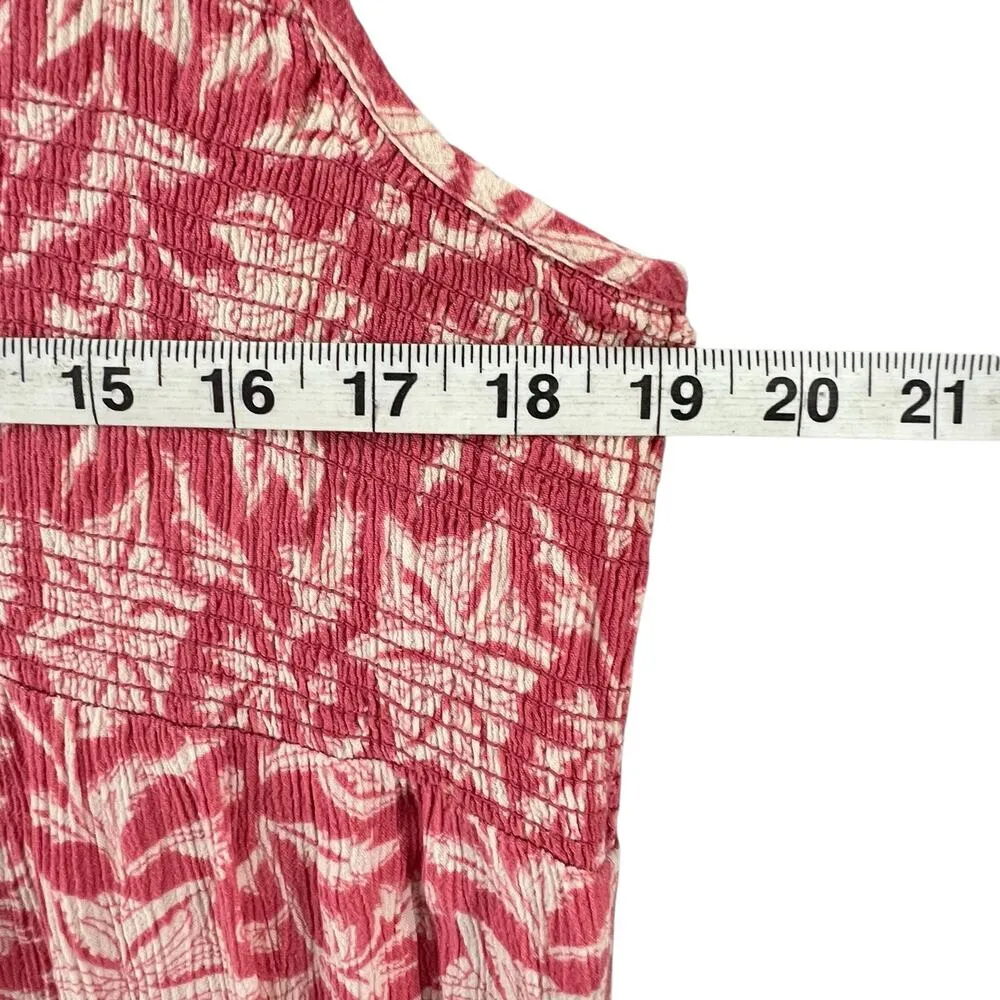 Knox Rose Dress Womens M Pink White Floral Button Front Sleeveless Smocked Boho - Image 6