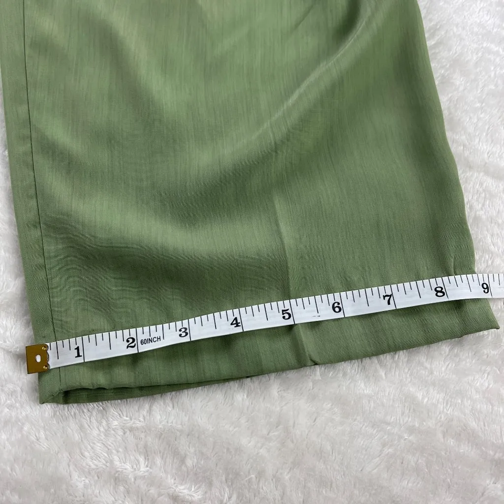 Vtg Roamans Wide Leg Pull On Pants Size 6 Womens Green Elastic Waist High Rise - Image 9