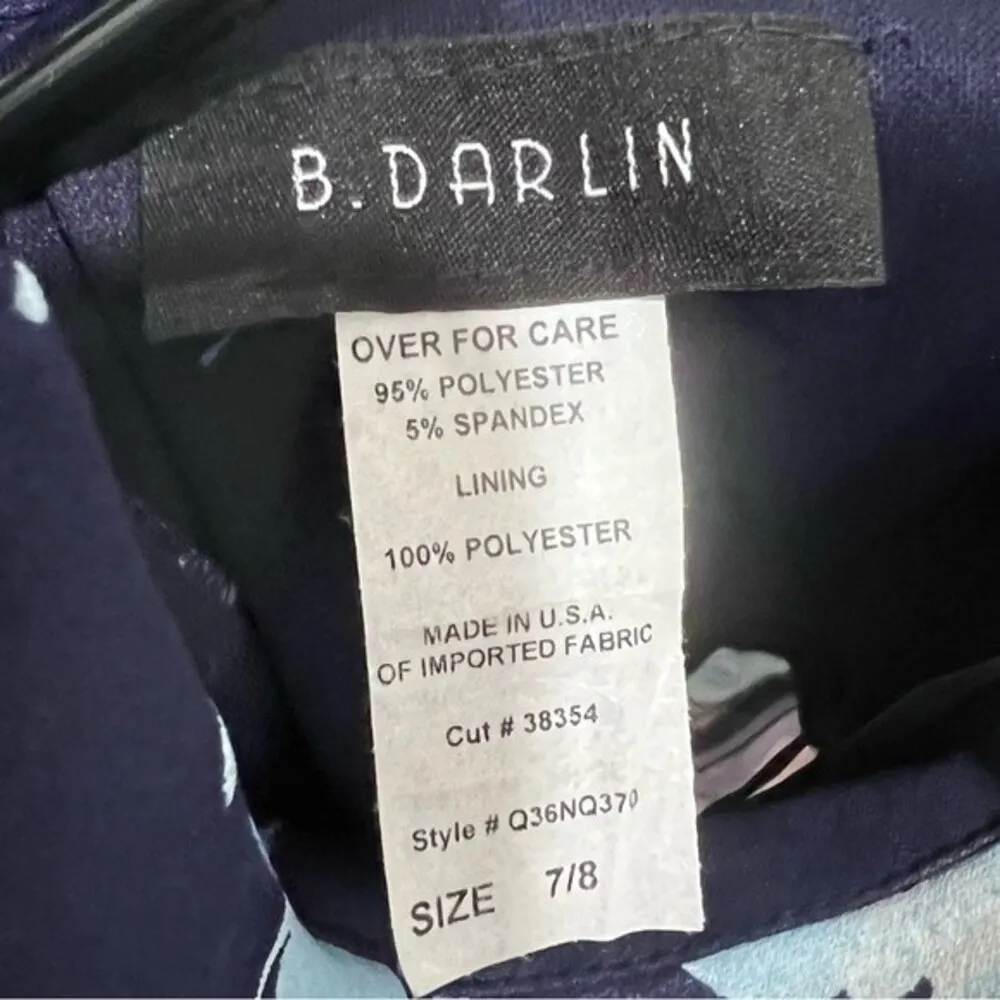 B.Darlin navy floral lace up back halter dress size 7/8 - Image 7