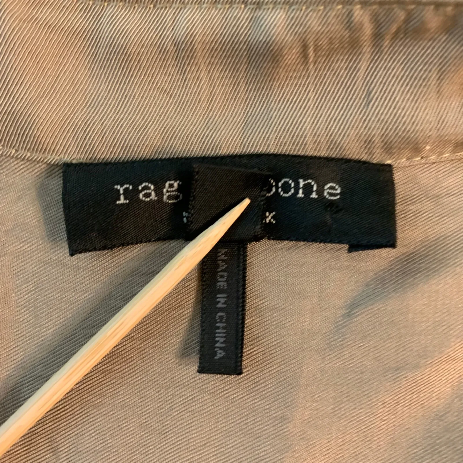 rag & bone neutral button blouse S minimalist mandarin collar modern chic - Image 4