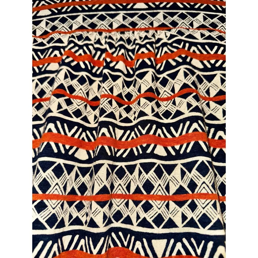 Lucky Brand Linen Blend Aztec Boho Top Women's Large Faux Wrap Cinched Hippie - Image 8