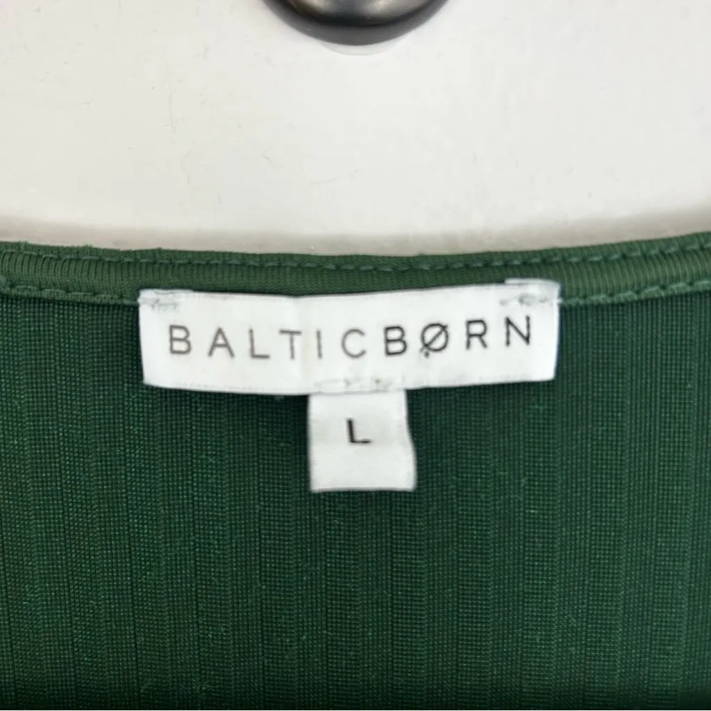 Baltic Born In The Groove Emerald Green Ribbed Velvet Wrap Midi Dress Size Large - Image 9