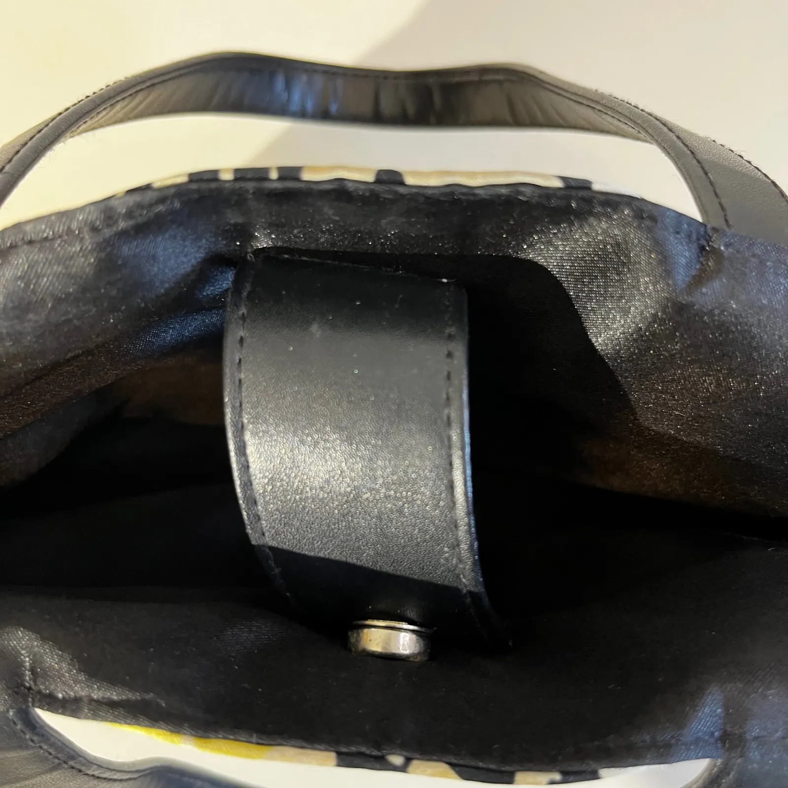 Floral Straw Tote Bag Yellow Black & White Purse Handbag Hobo Indie - Image 7