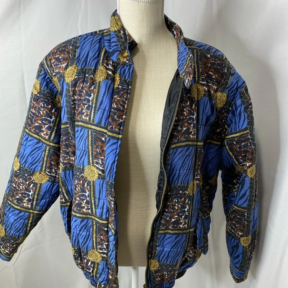 Vintage Anna and Frank silk quilted jacket size medium Blue - Image 6
