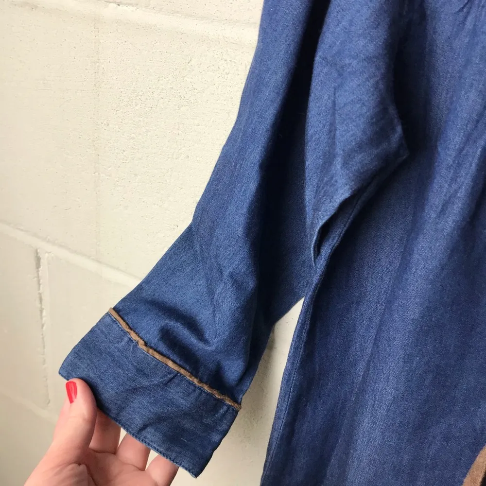 Hannah Petite Studded Blue Denim Boho Tunic Top Size undefined - Image 3