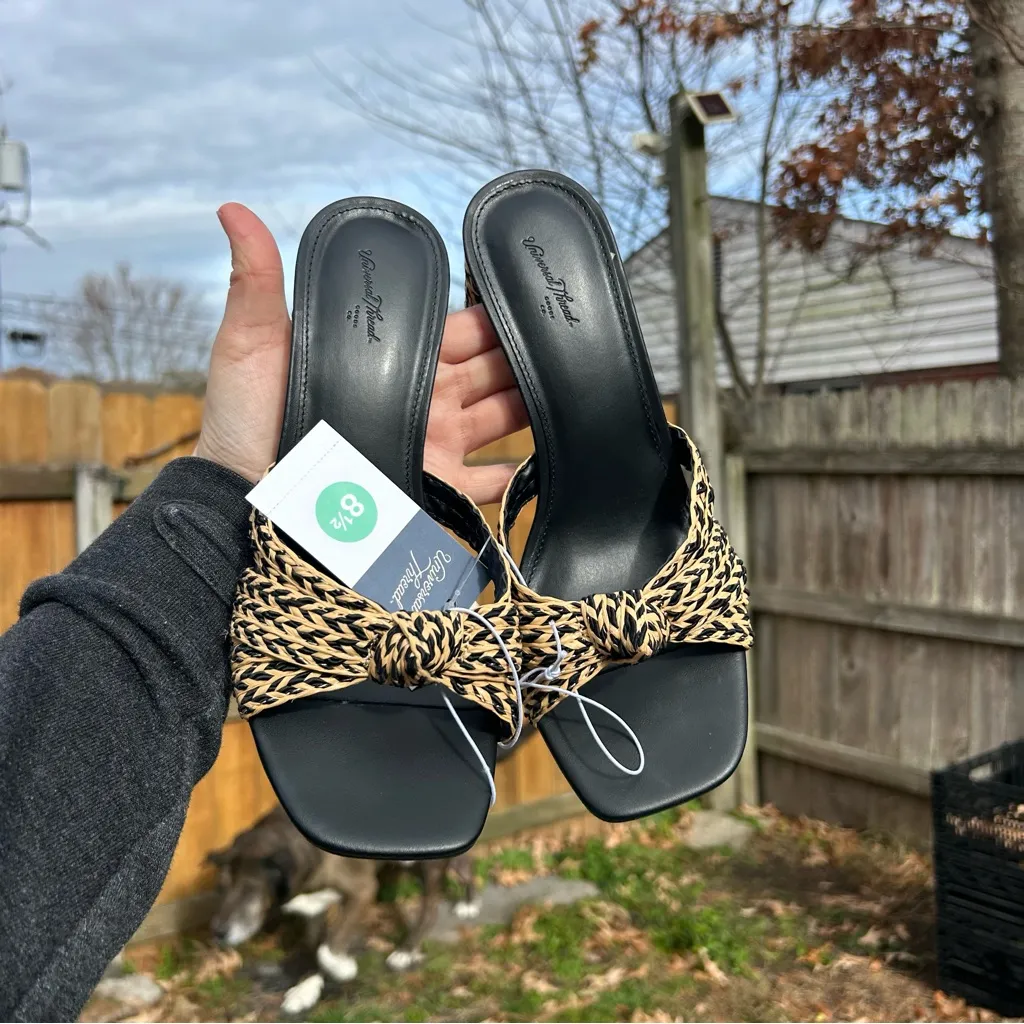 universal Thread Womens Aaliyah Raffia Strappy Knot Sandal Heels Black 8.5 - Image 6