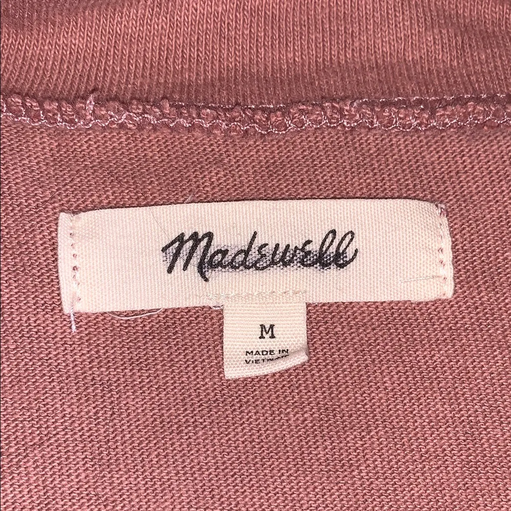 Madewell Mauve Button Sleeve Relaxed Fit Baggy Turtleneck Organic Cotton Top M - Image 8