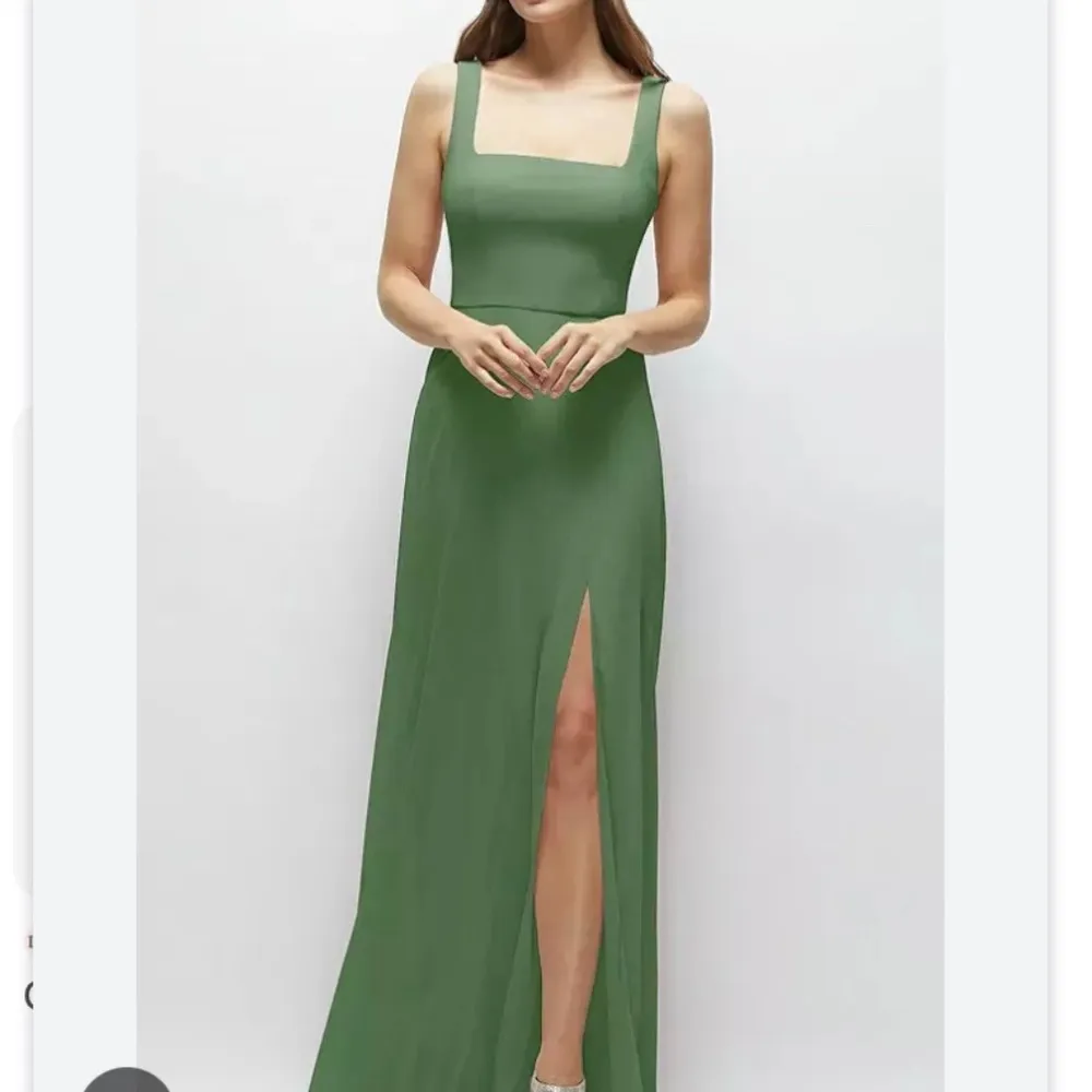 Thread Square Neck Chiffon Maxi‎ Dress With Circle Skirt Size 10 Green - Image 9