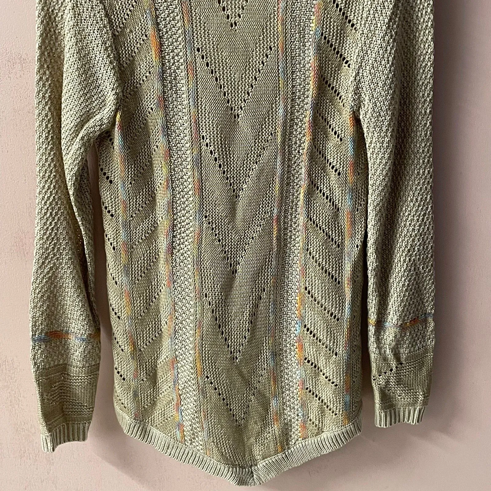 Love on a Hanger Tan Rainbow Knit V-Neck Pullover Sweater Size S EUC - Image 10