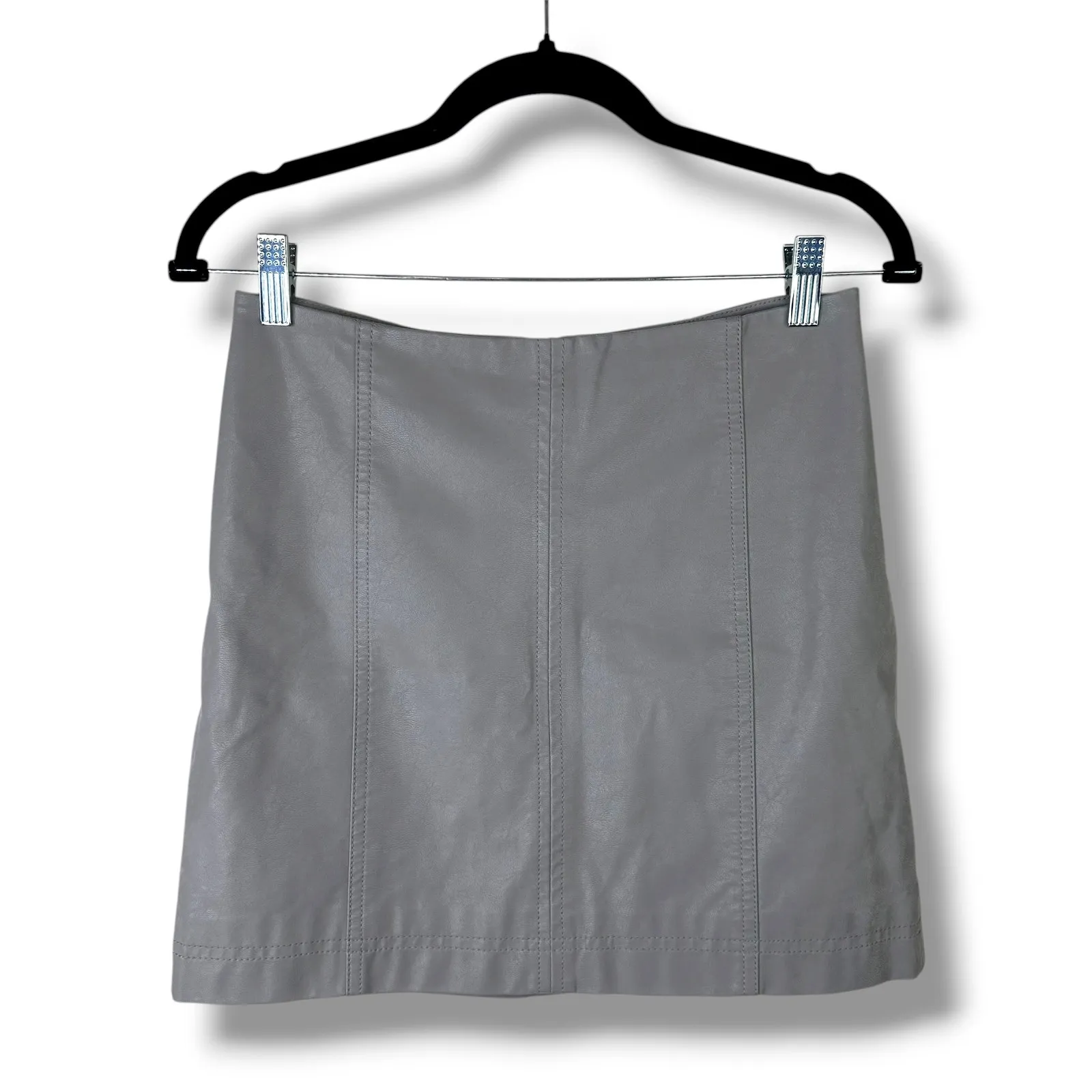 Free People NWT Modern Femme Hemp Gray Vegan Suede Mini Skirt Size 2 - Image 4