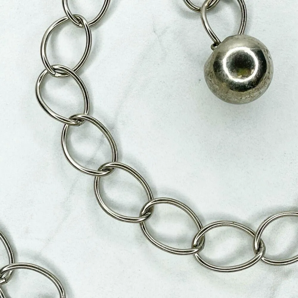 Silver Tone Simple Ball Charm Metal Chain Link Belt Extra Small/Small (XS/S) ✨ - Image 3