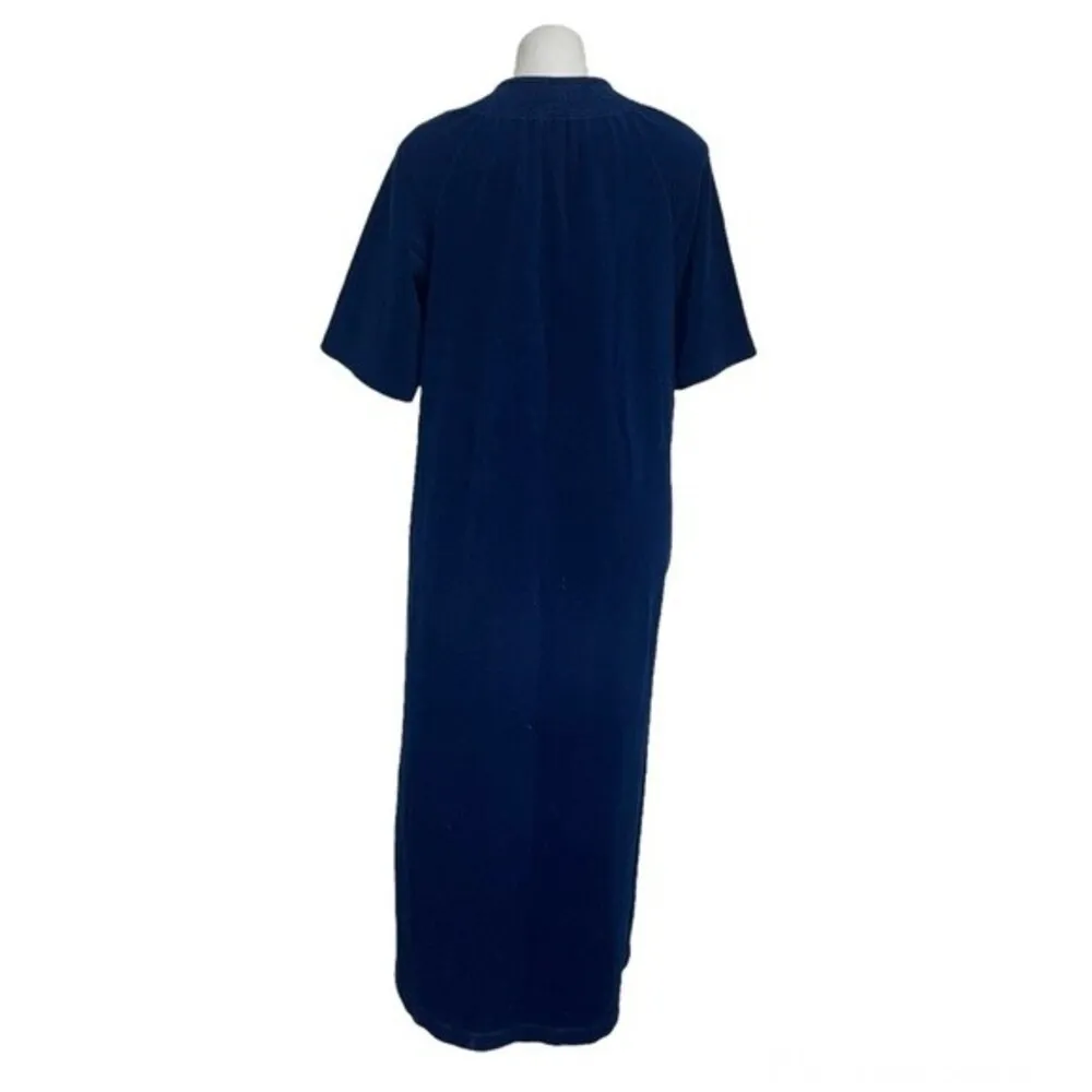 VANITY FAIR Blue Brush Polyester House Dress Robe Medium Pullover Housedress - Image 2