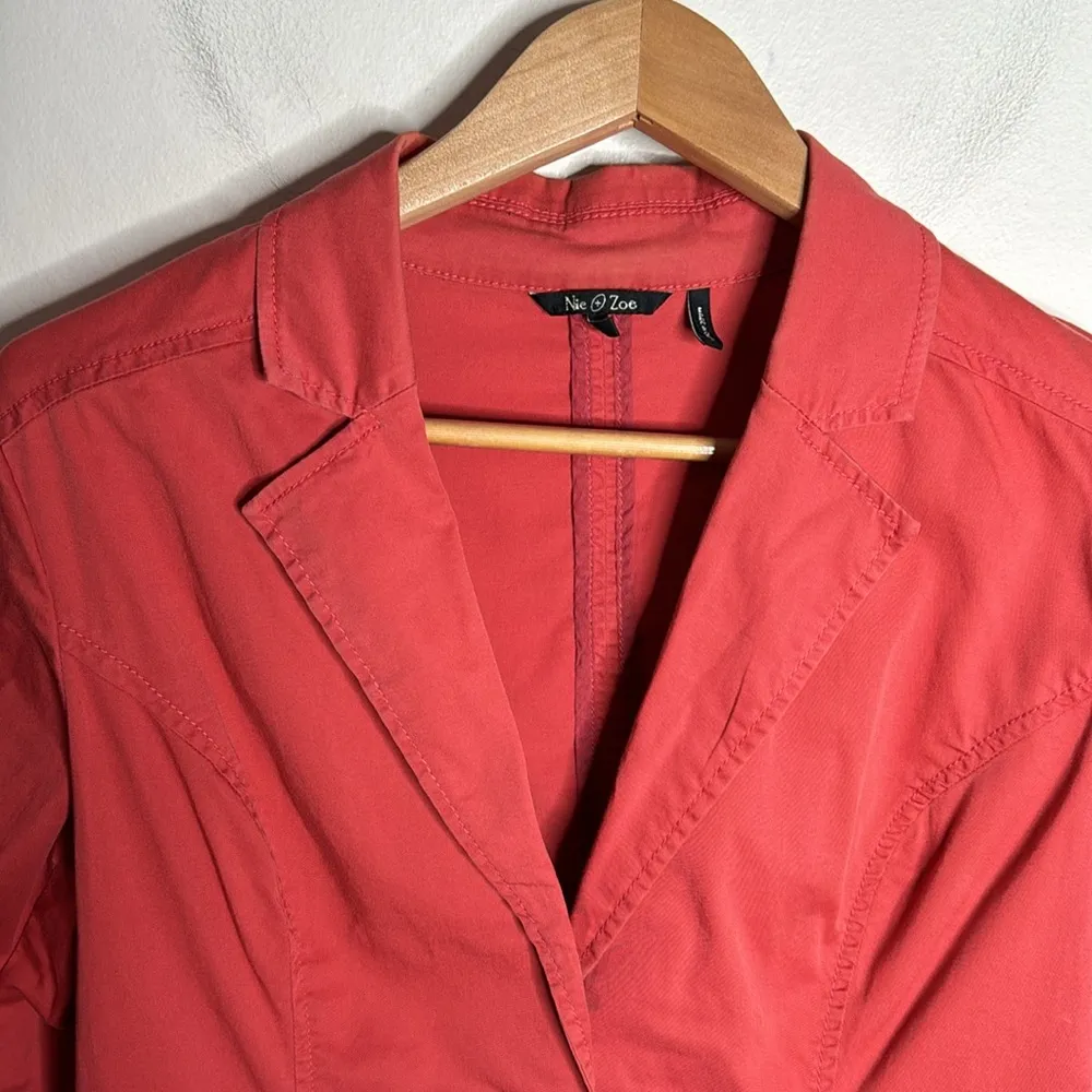 Nic + Zoe coral utility two chunky button flap pocket cotton blend blazer size L - Image 3