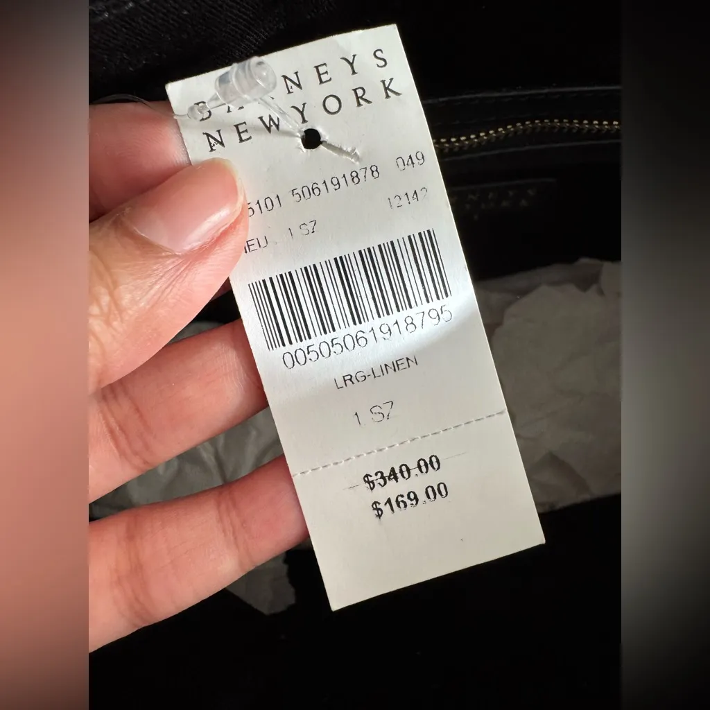 NWT $340 BARNEY’s New York Canvas woven leather & linen Tote - Image 4