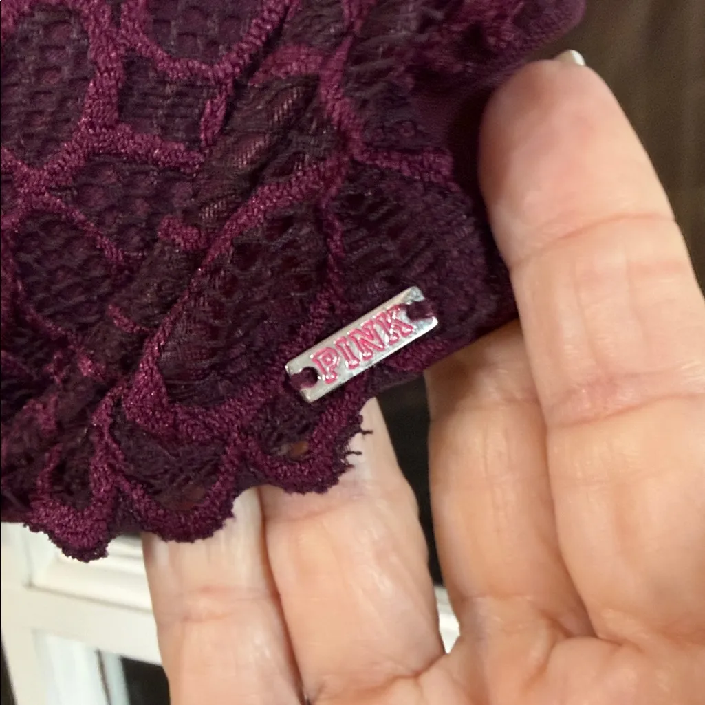 VS PINK Burgundy Convertible Lace Bra Size 36C - Image 10