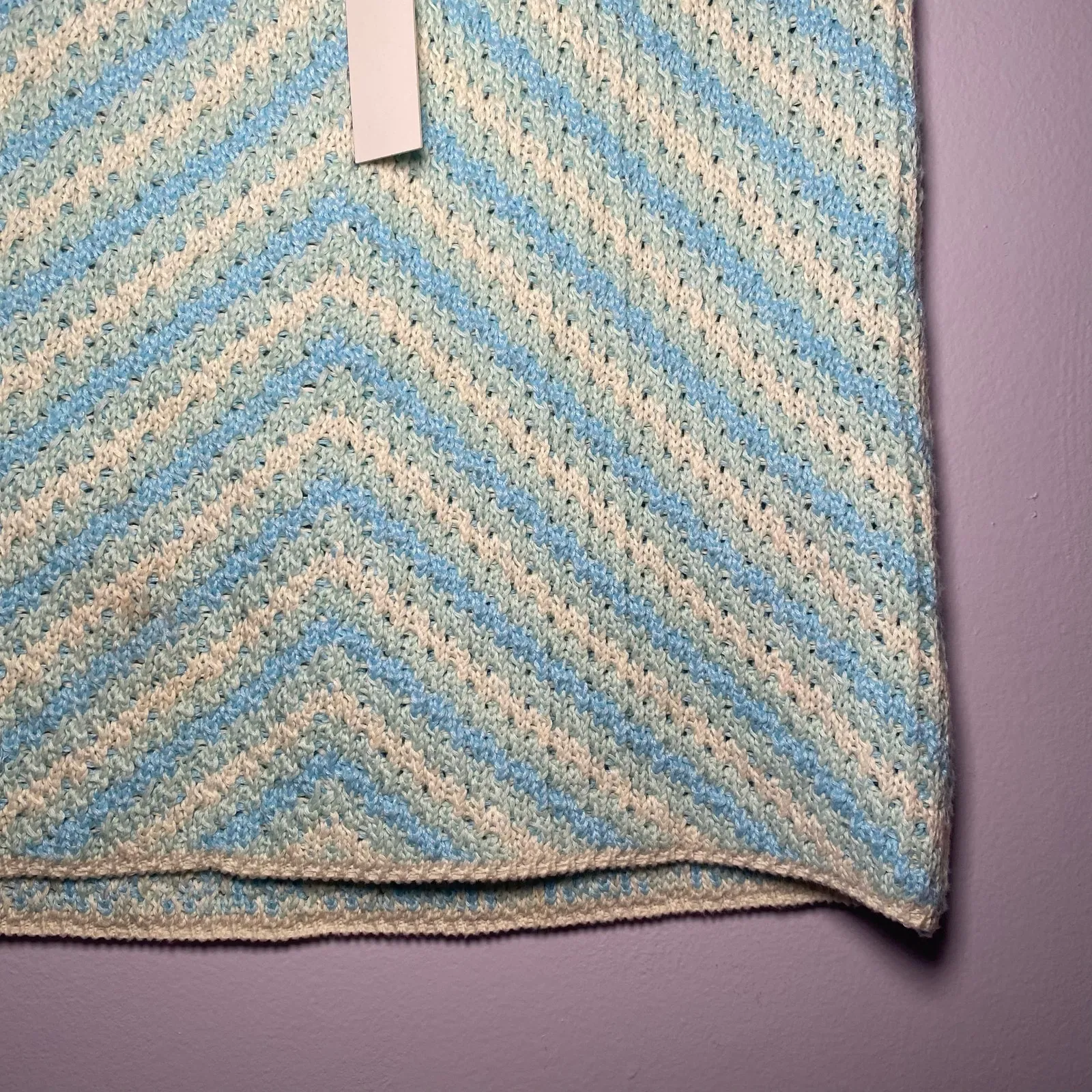 NWT For Love and Lemons Blue Cream Knit Corinna Mini Skirt Women's size Small - Image 5