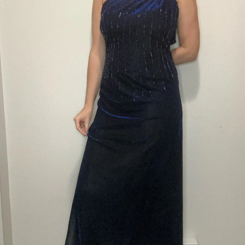 Vintage Betsy & Adam by Jaslene Gown 12P Fits Modern 6 Beaded Maxi Slip Dress - Image 2