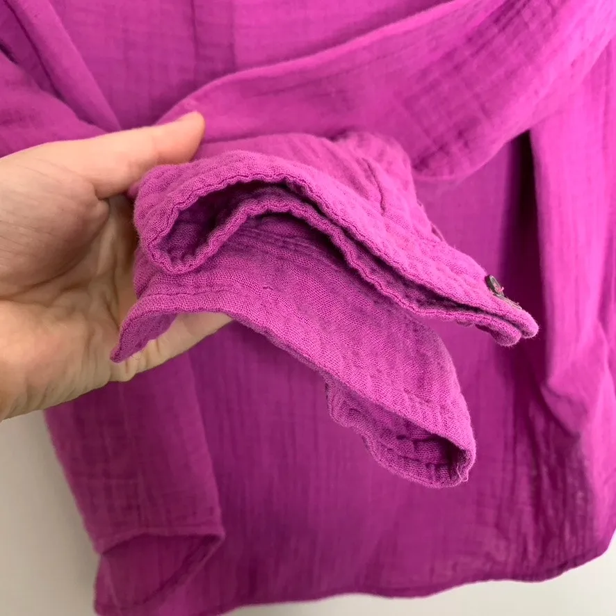 Xirena Scott Cotton Gauze Top Rasberry Pink Button. Down Women Small - Image 4