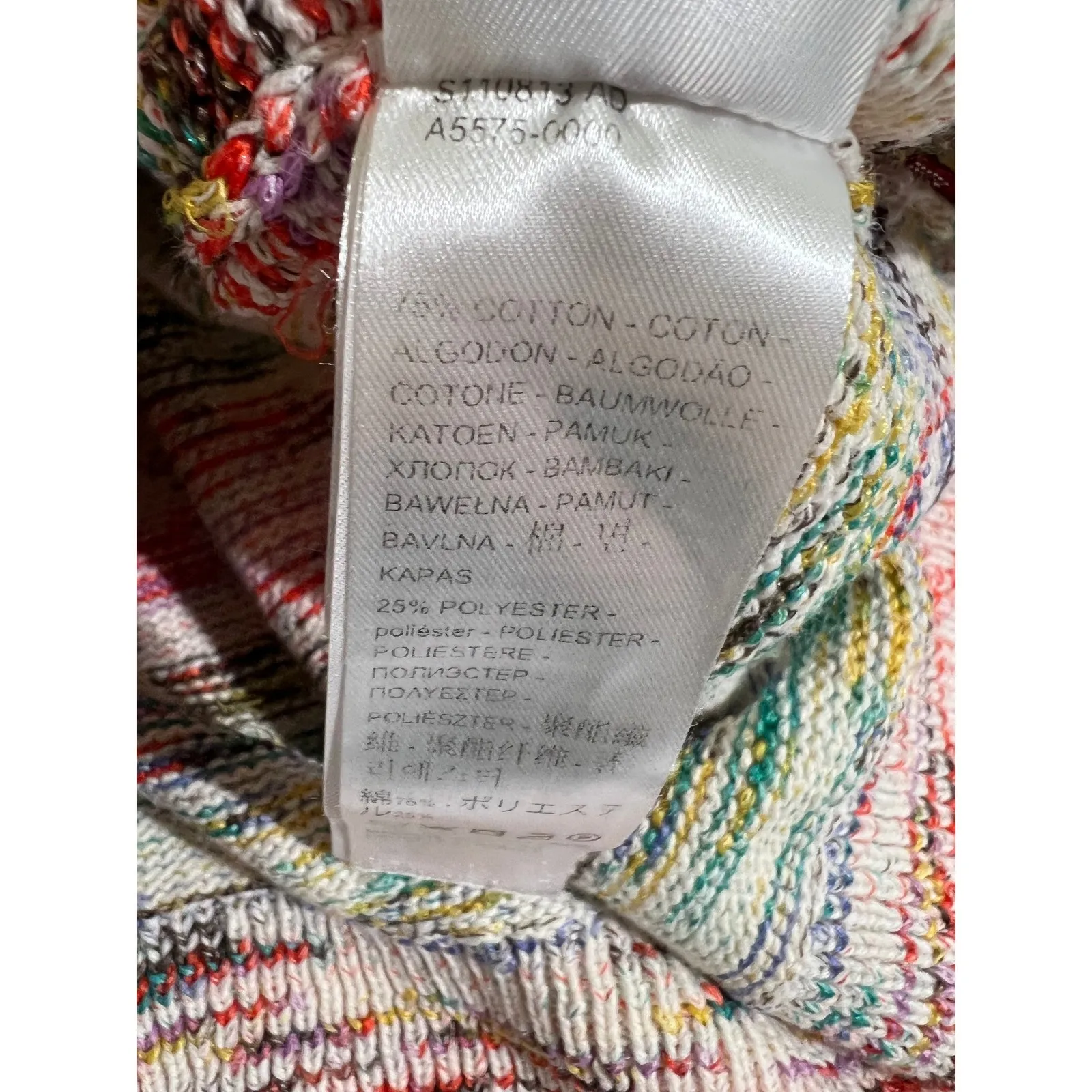 Levi Strauss Womens Multicolored Striped V Neck Sweater Size S *Repaired* White - Image 7